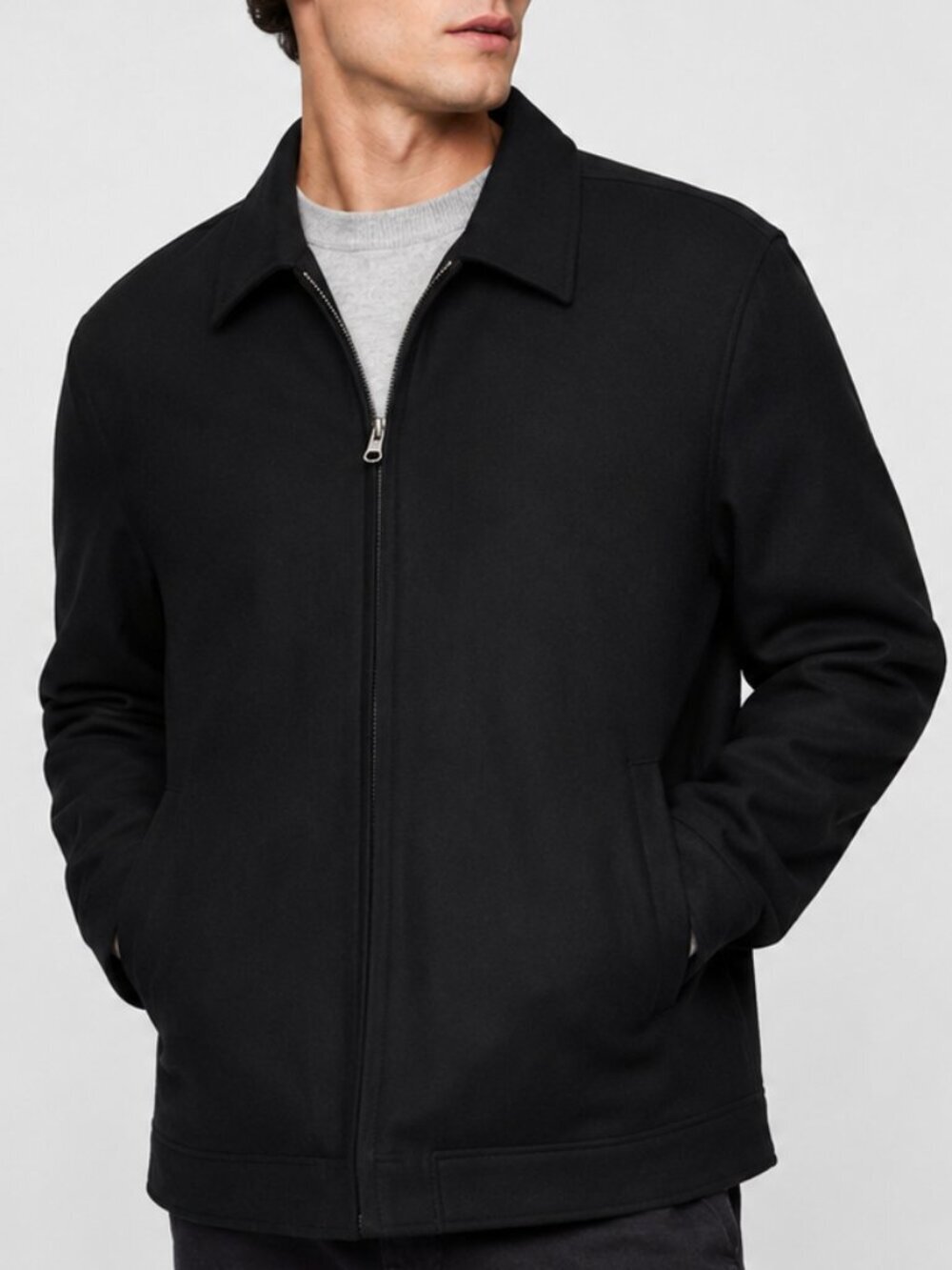GAP Men’s Black Wool Blend Zip Jacket Coat XL Quilted Lined Minimalist